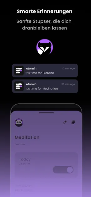 Smart reminders: push notifications for exercise and meditation